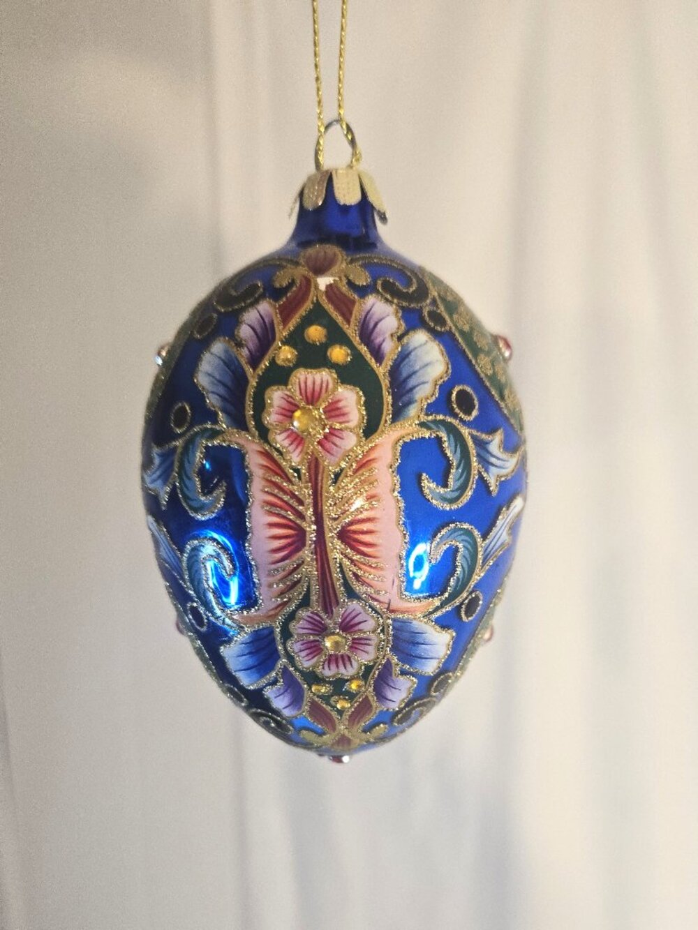 Joan Rivers Russian Faberge Imperial Inspired Egg Ornament Blue Pink Gold  2014